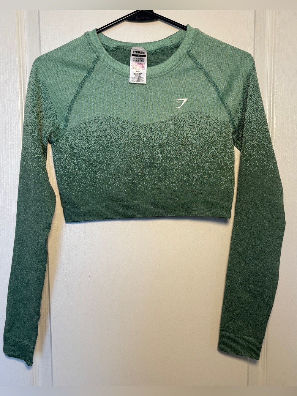 Gymshark Green Ombre Seamless Long Sleeve Crop Top - Sage to Forest